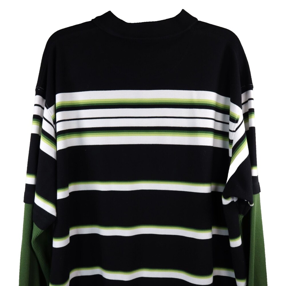 Vintage Y2K Karl Kani Polo Shirt Men's 4XB Big & Tall Green Striped Long Sleeve - Picture 7 of 14
